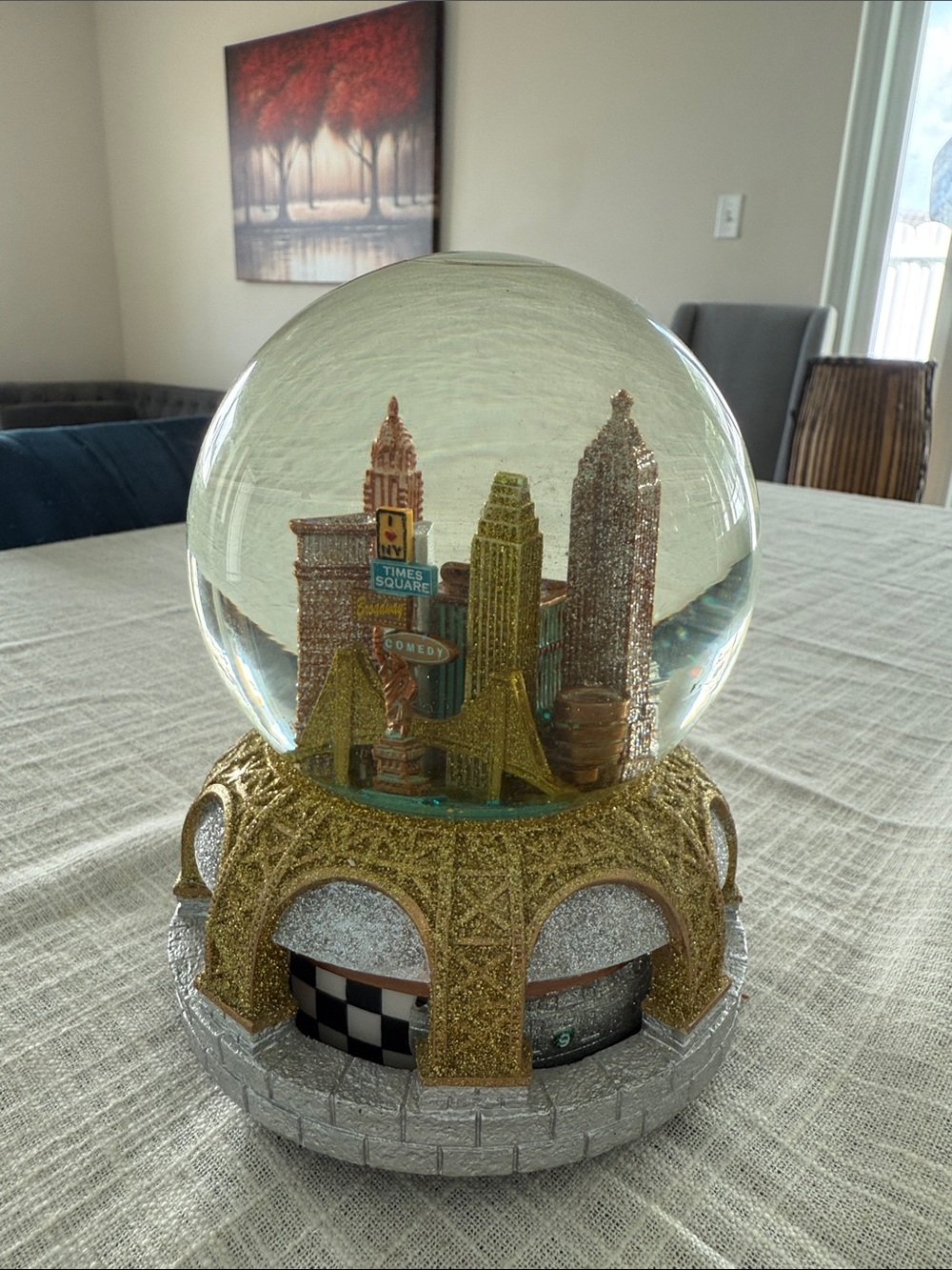 Bloomingdale's Gold and Silver City Skyline Snow Globe